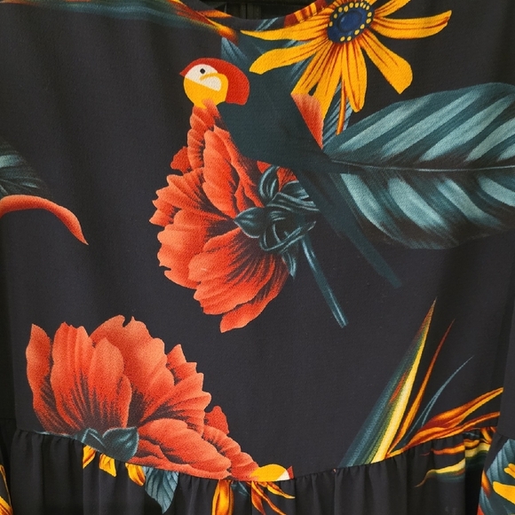Women’s Babydoll Dress | Size XL | Blue Floral Parrot Print - Picture 5 of 8